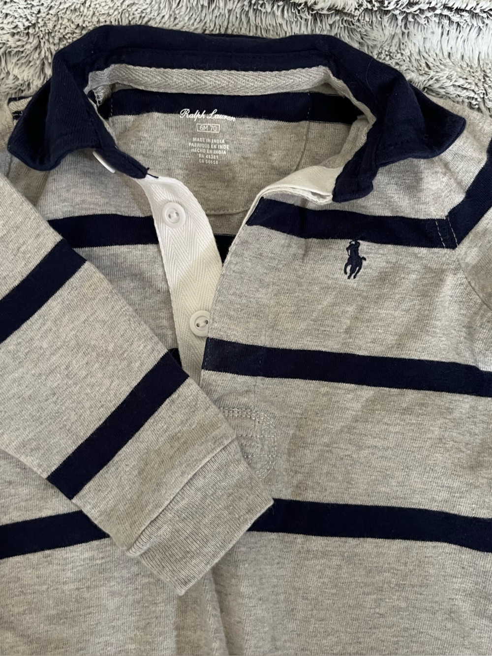 Ralph Lauren Gray and Navy Striped Polo One-Piece